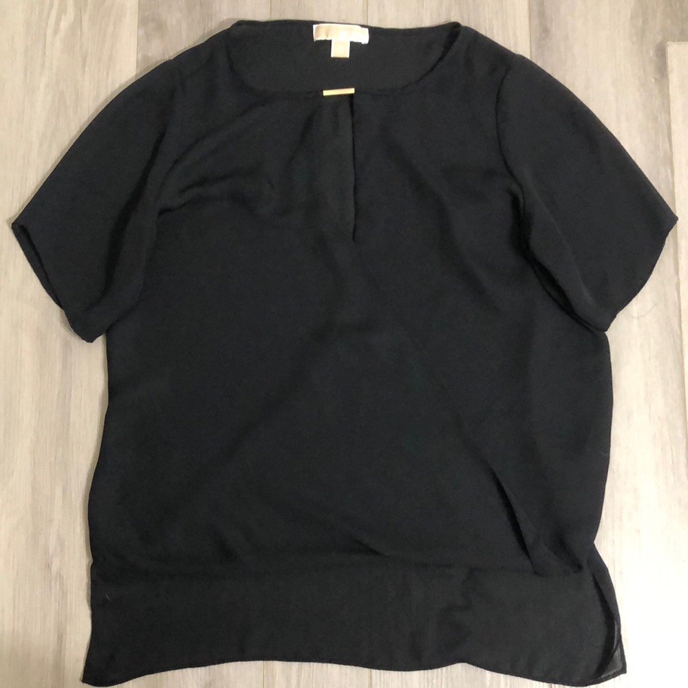 ☀️ $5 sale Michael Michael Kors sheer black flowing high low shirt M